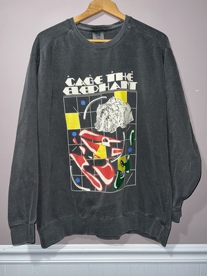 2025 CAGE THE ELEPHANT neon pill TOUR COMFORT COLORS CREWNECK SWEATSHIRT large