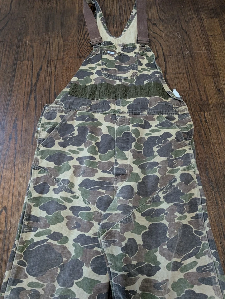Vintage Carhartt 90's Camo Bib Overalls Men's 36x34 Hunting Made In USA BU103 - Image 3 of 4