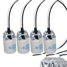 E12 Socket,Ceramic Candelabra Socket Bulb Lamp 4 Count Pack of 1 , White