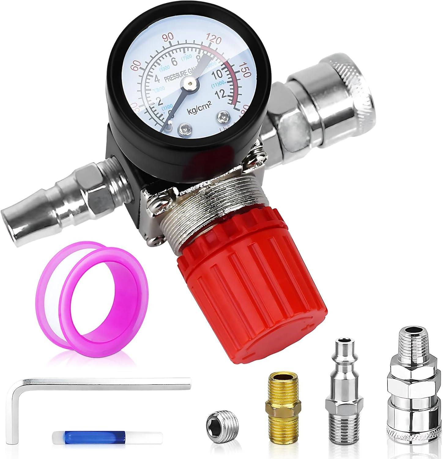 Pressure Regulator, W/ Dial Indicator, 0-175 Psi, Air Gauge Tools