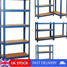 5 Tier Storage Shelves for Garage, Warehouse & Workshop, Steel, Adjustable, Blue