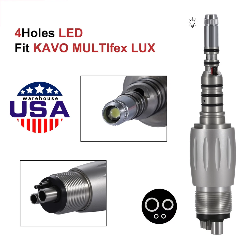 Acoplador rápido LED dental estilo KAVO 10 piezas 4 orificios para pieza de mano de fibra óptica Foto 3 de 4