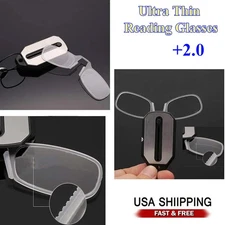 Ultra Thin Reading Glasses Nose Clip Optics Presbyopic +2.0 2PCS New