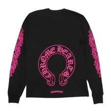 CHROME HEARTS Back Horseshoe Sleeve Floral Cross Long Sleeve T-Shirt mens
