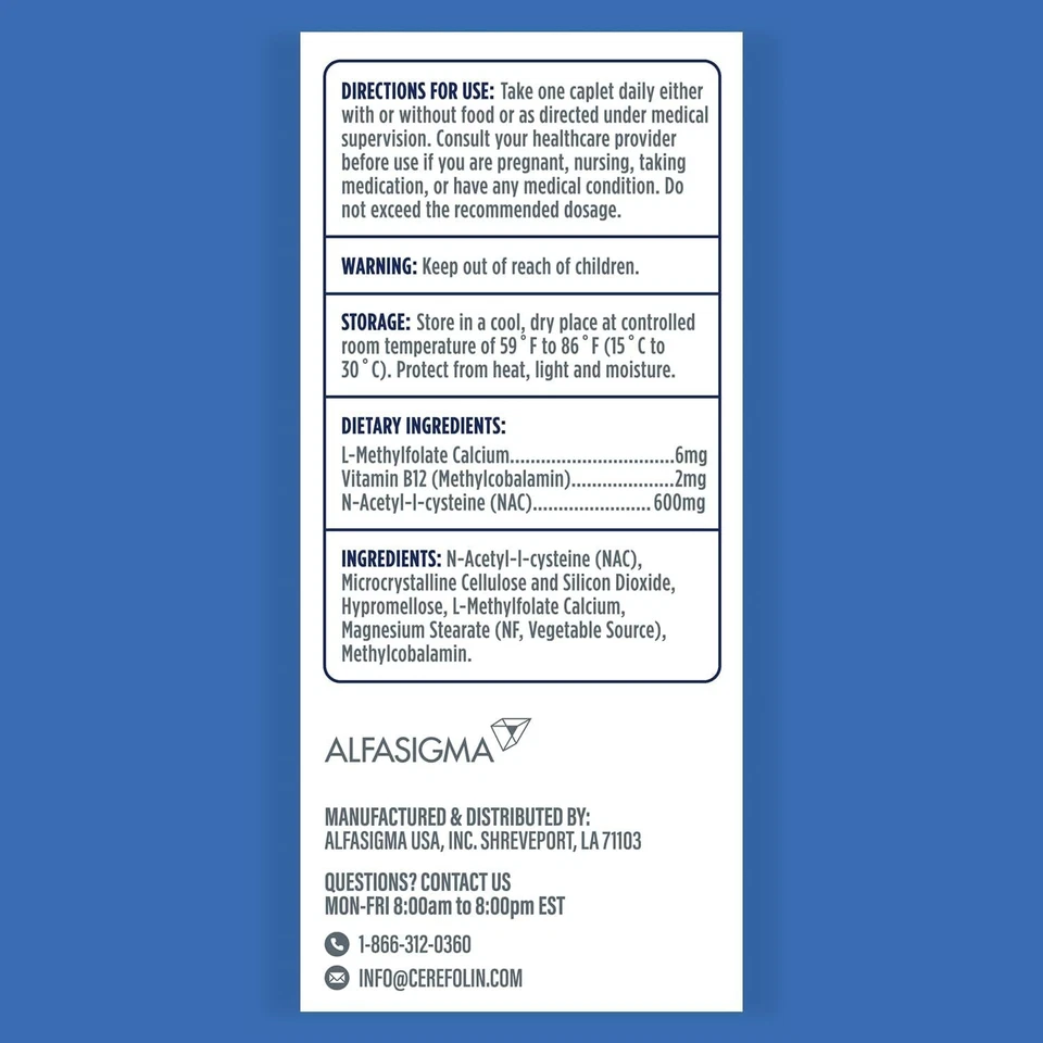 Cerefolina Brain Wellness Apoyo Cognitivo - Memoria, Enfoque - 30 Comprimidos Foto 2 de 4