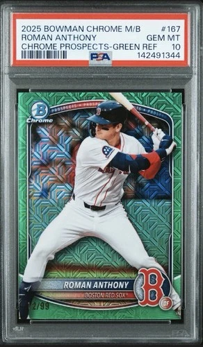2025 Bowman Chrome Mega Box Roman Anthony /99 Green Ref #BCP-167 (RC) PSA 10