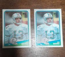 Topps 1988 Dan Marino #190 Miami Dolphins NFL Football Card Lot - 2 Cards