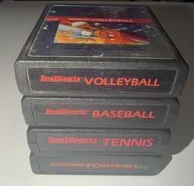 RealSports Baseball Football Tennis Volleyball (Atari 2600) Tested Lot Of 4