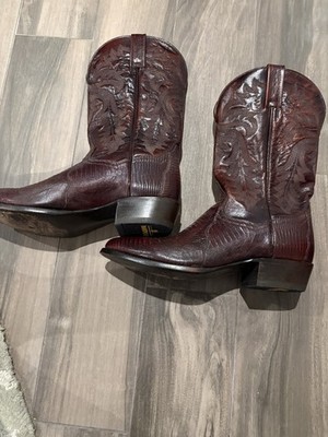Dan Post Winston Exotic Teju Lizard Western Boots Mahogany Brown Men's Size 12 D