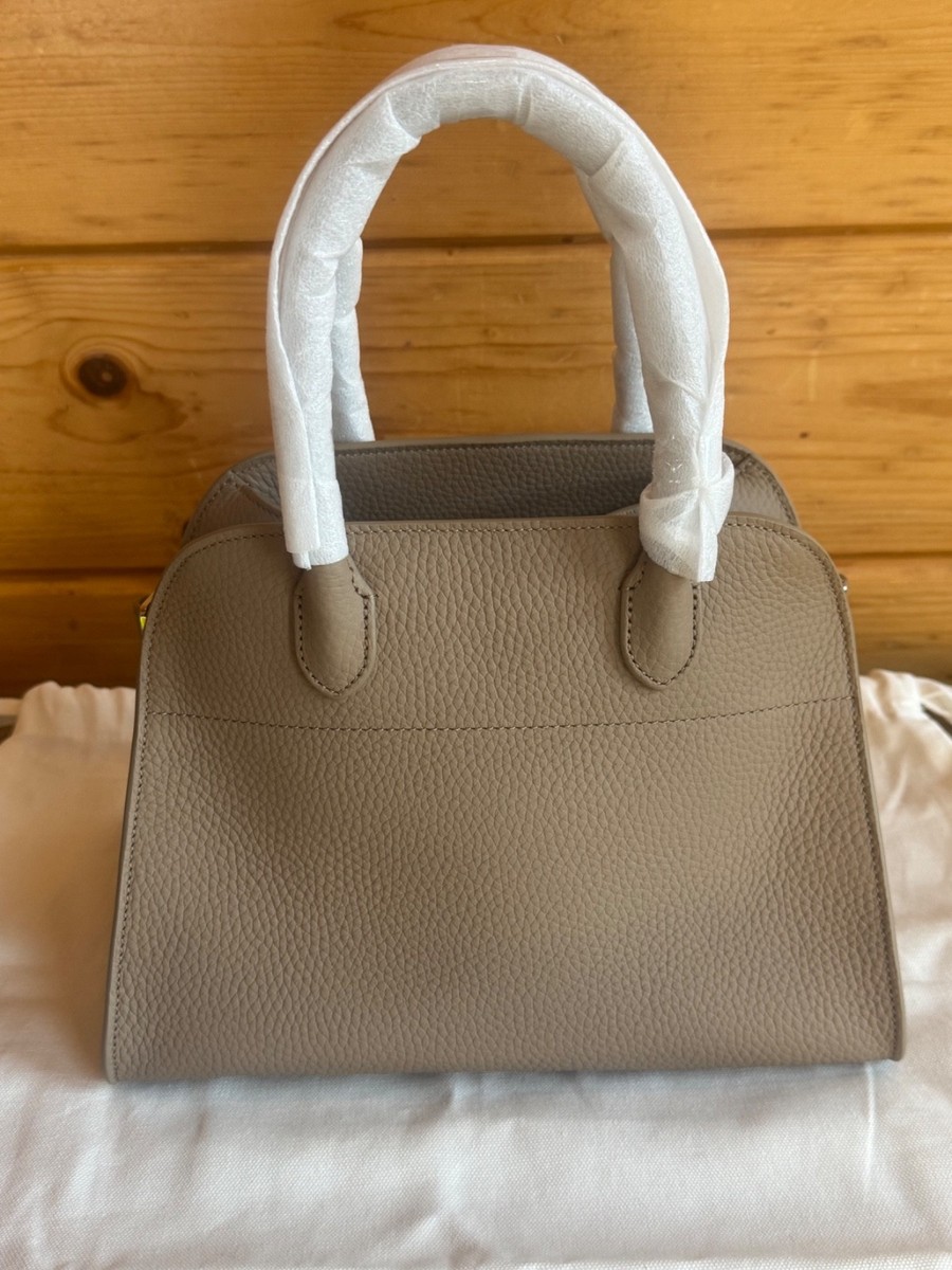 The Row Soft Margaux 10 Bag in Leather Dark Taupe w strap dust bag