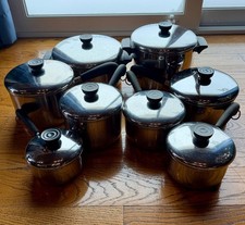 Vintage Revere Ware Pot Pan Set Copper Bottom Lids 16 Pc Lot USA Made Kitchen