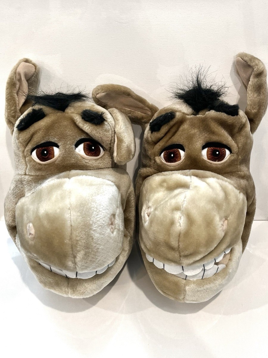 専用:) Shrek DreamWorks Donkey Plush Slippers, New size 9-10 Vintage 2004
