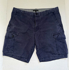 Banana Republic Men's Blue Cargo Shorts Cotton Canvas Flat Front Zip Pockets