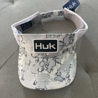 New Huk Men's Fin Flats Visor in the Harbor Mist pattern. OSFM New With Tags