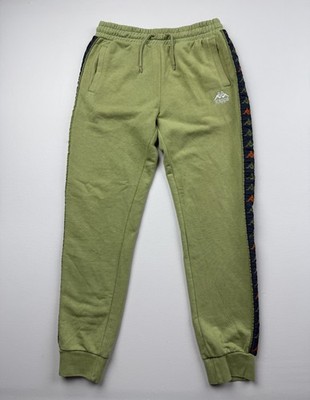 Kappa Pants Mens Medium Green French Terry Sweatpants Joggers Logo Side Stripe