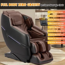 Brown Full Body Zero Gravity Massage Recliner Chair Shiatsu,Heating,Foot Roller