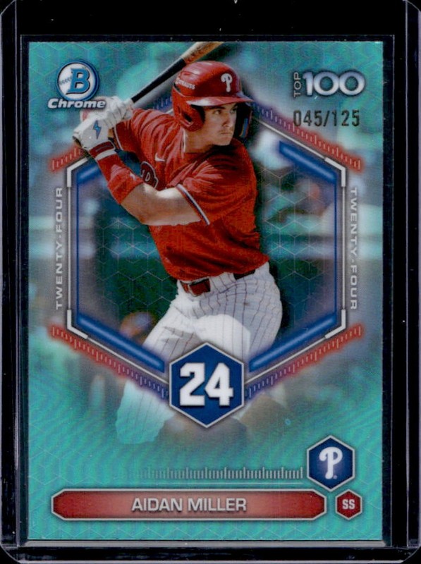 2026 Bowman Aidan Miller Scouts Top 100 Chrome Aqua Refractor #/125 Phillies