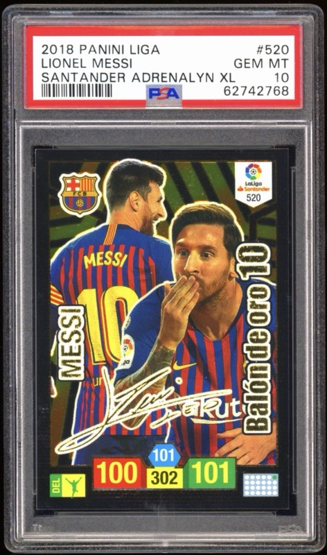 LIONEL MESSI 2018 Panini Liga FC Barcelona Autografo PSA 10 Gem Mint Auto