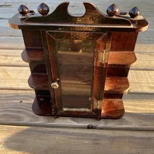 Vintage Wooden Knick Knack Curio Cabinet /Hanging Wall Display Case 7 X 8.5