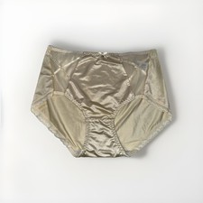  Panties Ivory Nylon Blended Lace Trim Cotton Gusset XL Bow and Gem New Shiny