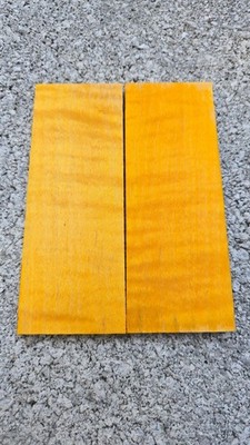 Quilted Maple Knife Scales Stabilized Aztec Gold Dyed Bookmatched 5x1.5x0.25