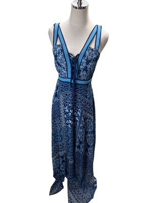 bcbg blue backless dress Bcbgmaxazria Asymmetrical Maxi Dress