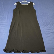 Amanda Smith Dress Womens 12 Black Sleeveless Ruffle Hem Shift Knee Length Work
