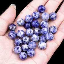 50pcs Natural Sodalite Stone Round Big Hole Beads Jewelry Making 10mm Hole 2mm