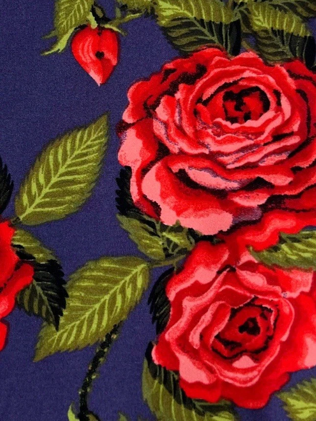 Леггинсы LuLaRoe OS один размер веселые ФИОЛЕТОВЫЙ цветок цветочные РОЗОВЫЕ листья эластичный крой - Изображение 2 из 4