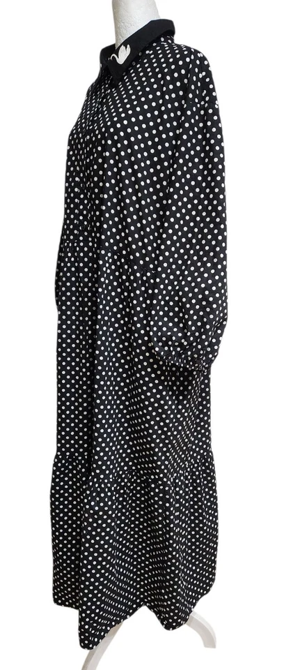 Anthropologie Maeve The Bettina Tiered Shirt Dress Size XL Black Polka Dot Swan - Image 2 of 4