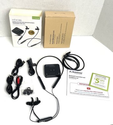 Avantree HT4186 Wireless In-Ear Headphones Transmitter Set In Black