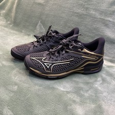 Mizuno Womens Sz 7 Wave Exceed Tour 6 10th Anniversary Tennis Shoe Gray Gold ECU