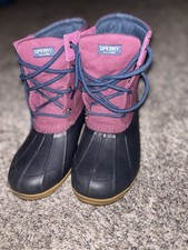 Sperry Kids Girl's Port Boot Little Kid/Big Kid Pink/Navy Size 5 M preppy 