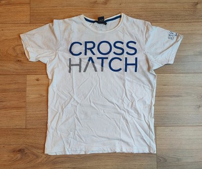 Crosshatch T-Shirt weiß/blau   Größe L