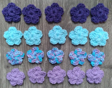 Crochet Small Flower Applique Set of 20 Scrapbook ,Cardmaking,Crafts B
