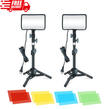 2 Pack LED Video Light Photography Lighting Kit with Tripod  Colored Filters