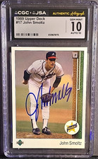 1989 Upper Deck JOHN SMOLTZ Rookie #17 AUTO CGC 10 GEM MINT / AUTO 10 Braves HOF
