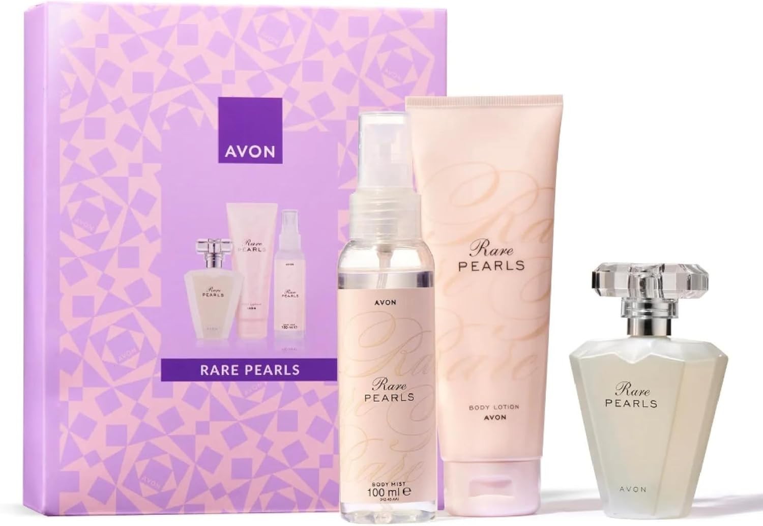 AVON Rare Pearls For Her Gift Set, with Rare Pearls Eau de Parfum 50ml, Body Mi