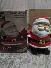 Gibson Santa Christmas Cookie Jar Candy Jovial St Nick Small Stoneware 7.5" NIB