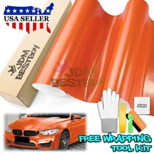 Premium Matte Metallic Satin Pearl Orange Vinyl Car Wrap Sticker Decal Sheet DIY