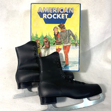 American Rocket Ice Figure Skates Men's Size 10 Black w Original Box VTG New