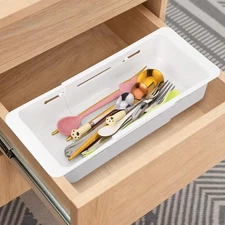 3 PCS Deep Drawer Organizer Bin Adjustable Sliding Drawer Organizers Expandab...
