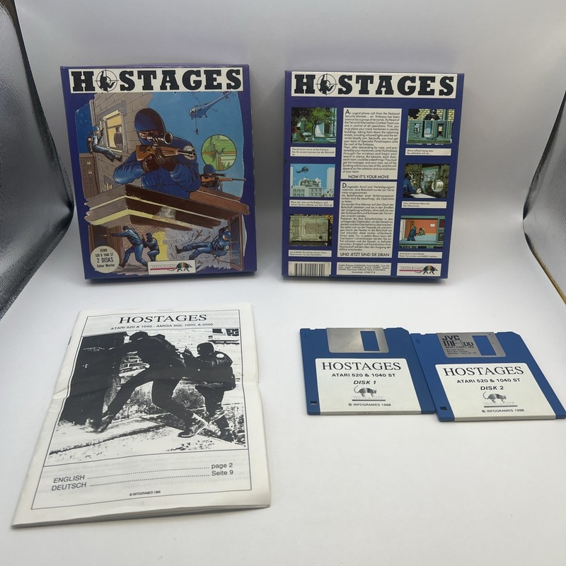 Hostages Infogrames Atari ST 520 1040 ST 2-Disk Set Vintage Computer Game