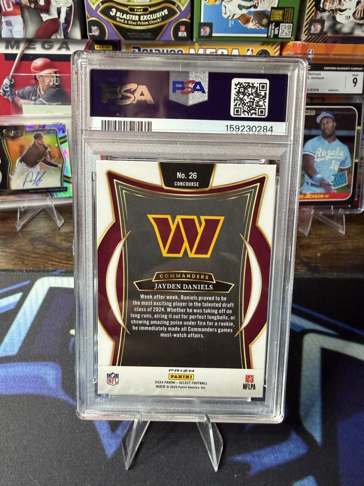 2024 Panini Select Concourse Jayden Daniels #26 Black & Red Shock Prizm PSA 10 view 4