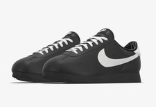 Nike Cortez Mens Low Top Lace-Up Sneakers Bla...