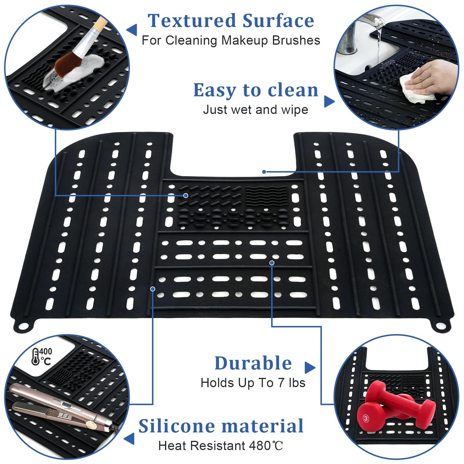 MONVIE Bathroom Sink Cover Foldable Silicone Beauty Makeup Brush Cleaning Mat