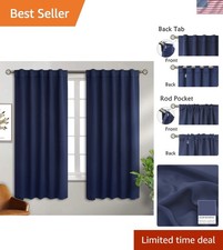 Rod Pocket and Back Tab Blackout Curtains for Bedroom - Thermal Insulated Roo...