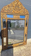 grand miroir à parecloses d'époque Napoléon III en bois et laiton 19 eme ré