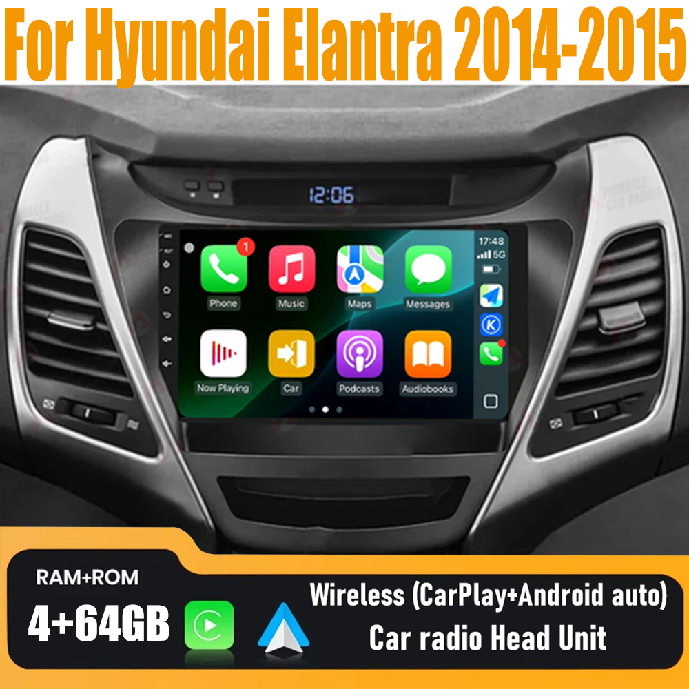 9'' Wireless Carplay Android Auto Radio Head Unit For Hyundai Elantra 2014-2015