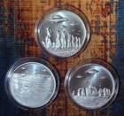 LOT 3x 1oz 999 Fine Silver UFOS STONEHENGE EASTER ISLAND CROP CIRCLES Intaglio